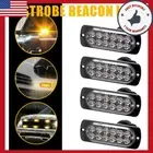 4PCS 12LED Amber Truck Car Flashing Beacon Warning Hazard Flash Strobe Light Bar