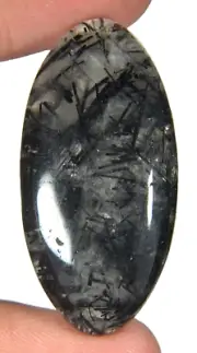 3Pcs Black Rutilated Quartz Polished Cabochon Natural Gemstone Healing Stone