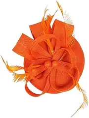[PETSOLA] Homyl 1920s Feather Fascinator Church Hair Clip Headpiece Hat Fascinator, Orange