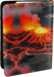 [GaxfjRu] Kilauea Volcanos Print Leather Passport Holder Covers Case, Waterproof Travel Wallet Passport Holder for Women Men, Black, One Size