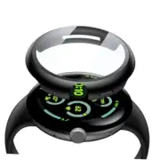 2-Pack Hard PC Screen Protector Case Compatible Pixel Watch 3 [45mm] Black