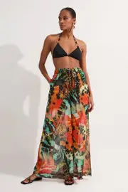 Butterfly Georgette Wide Leg Beach Pants