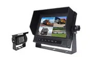 Elinz 7" Quad Screen Waterproof Monitor HD 12V/24V Reversing CCD Camera Mining Vehicle Truck Caravan Boat with 1 Camera and 1x 10M Cable