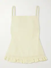 [MOLLY GODDARD] MOLLY GODDARD - Grace Open-back Ruffled Taffeta Top - Cream - UK 8 UK 8 Cream