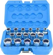 16pcs 1/2in DR SAE METRIC Spline Socket Set With Mirror Finish 12 Corner Universal Ideal For Garage Garden Workshop Use With Different Sizes Knurled Rings High