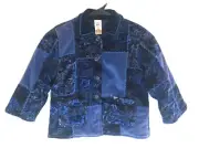 April Cornell -Toddler Girls sz 3/4 Jacket Velvety Patchwork Reversible Blue NWT
