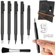 M MUGIT 5 Pieces Scratch Art Tools Set, DIY Scratching Drawing Painting Pen, Fountain Pen Shape Scratch Pen, Scratch Stick Stylus Tools Bag with Clean Brush in Bag (Black)