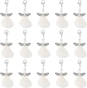 [EEE ELECRELIVE] 20Pcs Angel Wings Charms Angel Pendant with Shell Fairy Dangle Charms Angel Bead Pendants Seashell Charms with Lobster Claw Clasp for DIY Bracelet Jewelry Keychain Bag Pouch Making