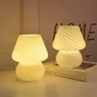 Desk Lamp Glass Glass Table Bedside Lamps Vintage Striped Small Mushroom Decor