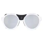 Moncler Sunglasses ML0046 21C White Black Leather Grey Silver Mirror white/black/grey 52 mm