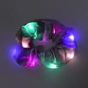 Light Up Scrunchies Grey Satin Elastic Glow in The Dark Hair Scrunchy for Women