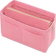 DailyPlus Purse Organizer Insert with Zipper Felt Bag Organizer for Tote Purse Bag Pink Medium