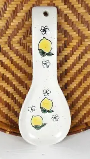Spoon Rest Lemons White Yellow Ceramic Kitchen Décor
