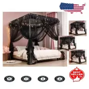 Luxurious Black Canopy Bed Curtains - Elegant Drapes for California King Beds