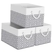 Storage Bins, 3-Pack Large Storage Box with Rope Handles, Collapsible 3Pack