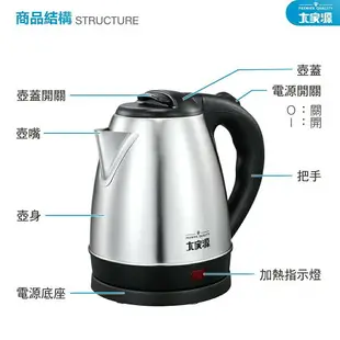 大象生活館 大家源 1.5L 304 不鏽鋼快煮壺 電水壺TCY-269015 公司貨開發票含稅 飯店民宿大量電茶壺可