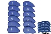 12Pcs Golf Iron Head Covers Set PU Leather Headcover for Callaway Ping Taylormade-Blue