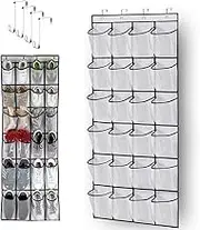 Over Door Shoe Organizer with 24 Mesh Large Pockets. Easy-to-use door storage, Hanging Storage Organizer, Wardrobe Organiser