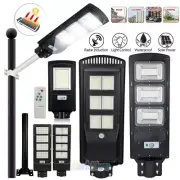 990000LM LED Solar Street Light Auto Motion Sensor Dust-to-Dawn w/ Remote & Pole