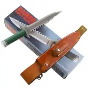 Rambo First Blood Standard Ed Stallone OD Green Sawback Bowie Fixed Blade Knife