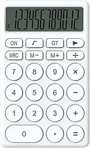 Small Calculator, Cute Cartoon Pocket Calculator Comfortable Grip with Large Screen Display, Portable Silent Handheld Calculating Machine for Home School Office Business (White)