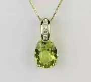 14K Yellow Gold PlatedLab Created Peridot 2Ct Oval Cut Solitaire Beauty Pendant