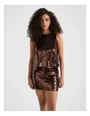 [Seed Heritage] Sequin Crop Top in Deep Raisin