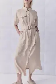 Decjuba D LUXE CARGO POCKET MIDI DRESS Size L RRP $149.95