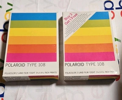2- Polaroid Type 108 Polacolor Land Camera Film Unopened 8 Prints: Exp. 1979