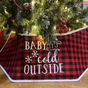 Red Buffalo Plaid Christmas Tree Collar Square Ring Trunk Cover Decoration New