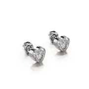 Solid 925 Sterling Silver Heart Bezel Studs Clear