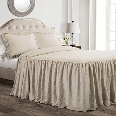 Lush Decor Ruffle Skirt Bedspread Vintage Chic Farmhouse Style Lightweight 3