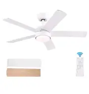 POCHFAN 42 inch White Ceiling Fan with Lights and Remote Control, Dimmable Ce...