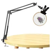 Embroidery Hoop Stand, Adjustable Folding Metal Embroidery Hoop Stand, 360Rotation CrossStitch Hoop for Needlepoint Black