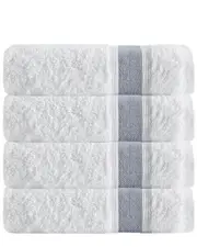DePera Home Set of 4 Unique Anthracite Stripe Bath Towels