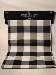NWT Buffalo Plaid Set Fabric Table Runner/Mat/Napkin Robert Stanley Black/White