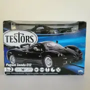 Testors Pagani Zonda C12 1/24 Scale Diecast Model Kit 650035, Black, Damaged Box