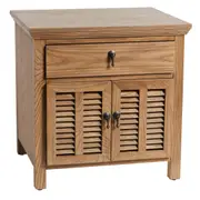 C&S Louvre Bedside Table in Oak