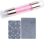 Nail Stamp Tool, Double Ended Stamping Pens with Rhinestone Accents, 4.53x0.79 inches Professional Nail Arts Kit for Women, Salon and Manicure Practice at Home or Beauty Studio