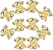 LALADEFIEE 10pcs Bracelet Beaded Accessories Beads Ornament Caps Jewelry Spacer Crafts Embellishments Bead End Caps Metal Material Bead Caps DIY Supply Bead Flowers Copper Golden