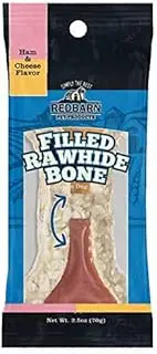 MPP Filled Rawhide Dog Bone Treats Crunchy Dental Chew Choose Ham and Cheese or PB&J (Ham & Cheese)