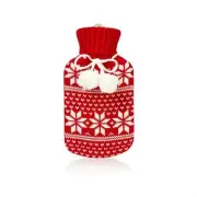 NPW Huggable Hotties FAIR ISLE HOT WATER BOTTLE w/ sweater red/white size 750ml