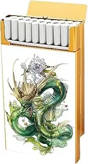 [Lorxilar] Metal Cigarette Case Women and Men Portable Holds 20 90mm Cigarettes Cigarette Case Holder,One Size,F