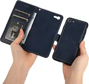 GoshukunTech for iPhone SE 2020/SE 5G 3rd Gen Case,for iPhone 7/8 Phone Cover[2 in 1 Wallet Leather Case] Detachable Magnetic Flip Cover with Card Slots,Wrist Strap-Navy Blue