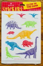 Vintage Hallmark Glow in the Dark Colorful Dinosaurs New Sealed 2 Sheets
