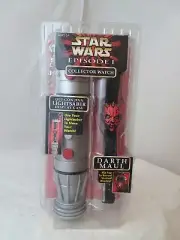 Star Wars Episode 1 Collector Watch Darth Maul Lightsaber Display Case 1999