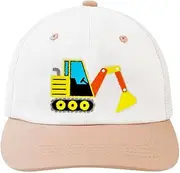 [Besforta] Cute Embroidery Toddler Kids Baseball Cap Sun Hat Adjustable Cotton Mesh Back Trucker Hat for Boys Girls Age 2-8