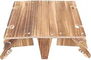 Wooden Folding Picnic Basket Table, Folding Picnic Table Flexible Flat 2 in 1 with Glass Holder for Camping (Charcoal Color)