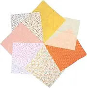 7 Pieces Patchwork Group Floral Fabric Printed Cloth Fabric Patches Cotton Fabric Squares Linen Material Sewing Scraps Fabrics Pattern for Quilting Fabric Quilt Fabric Yellow