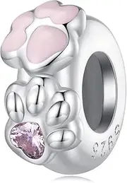 [Teleye] Cat Claw Silica Gel Charm 925 Sterling Silver Charm Fits For Pandora Bracelet Necklace, Cubic Zirconia, Created Cubic Zirconia